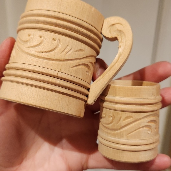 Handmade Wooden Carved Mug And Cup - Picture 6 of 6